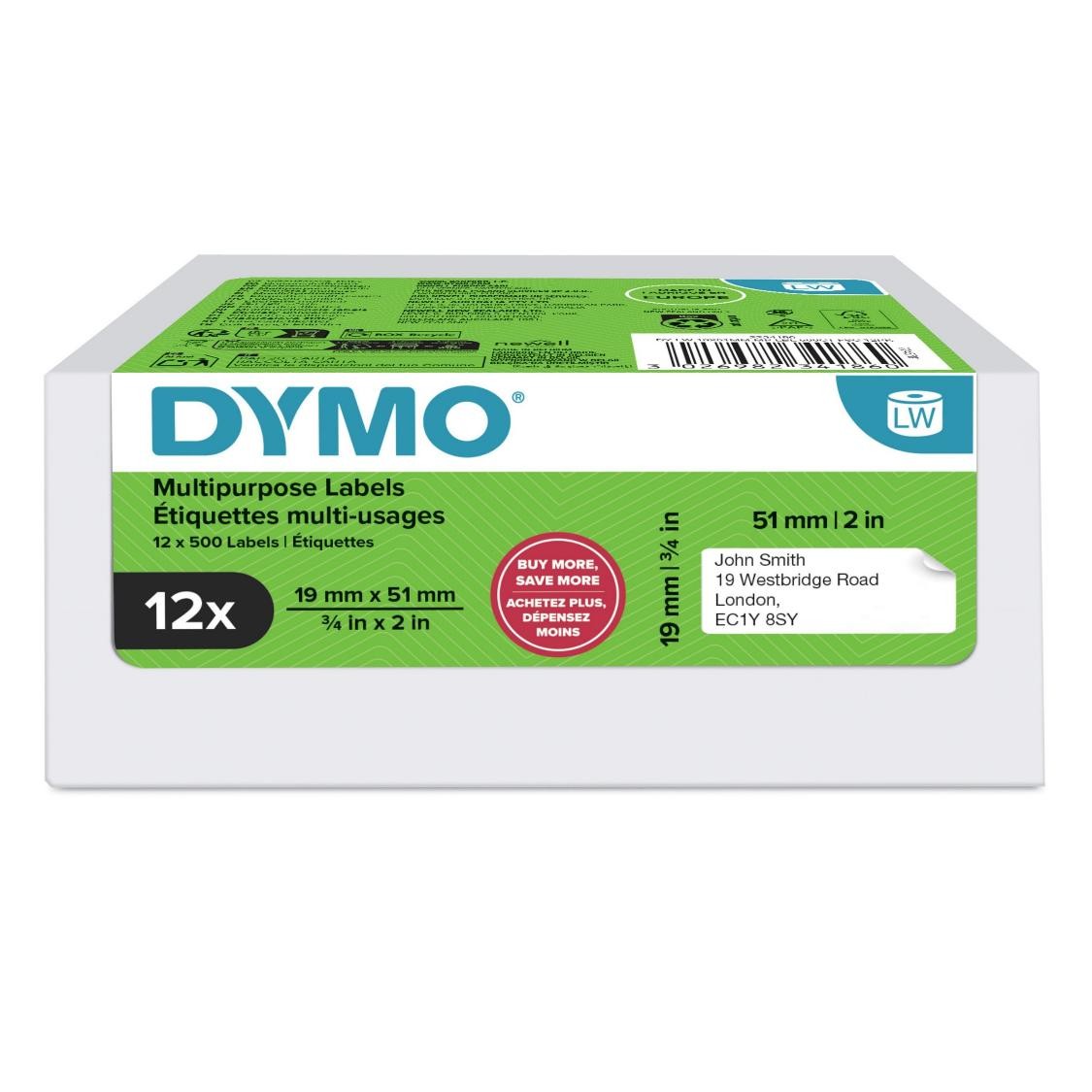 LABEL DYMO LABELWRITER MULTI PURPOSE 19X51MM BULK CTN12