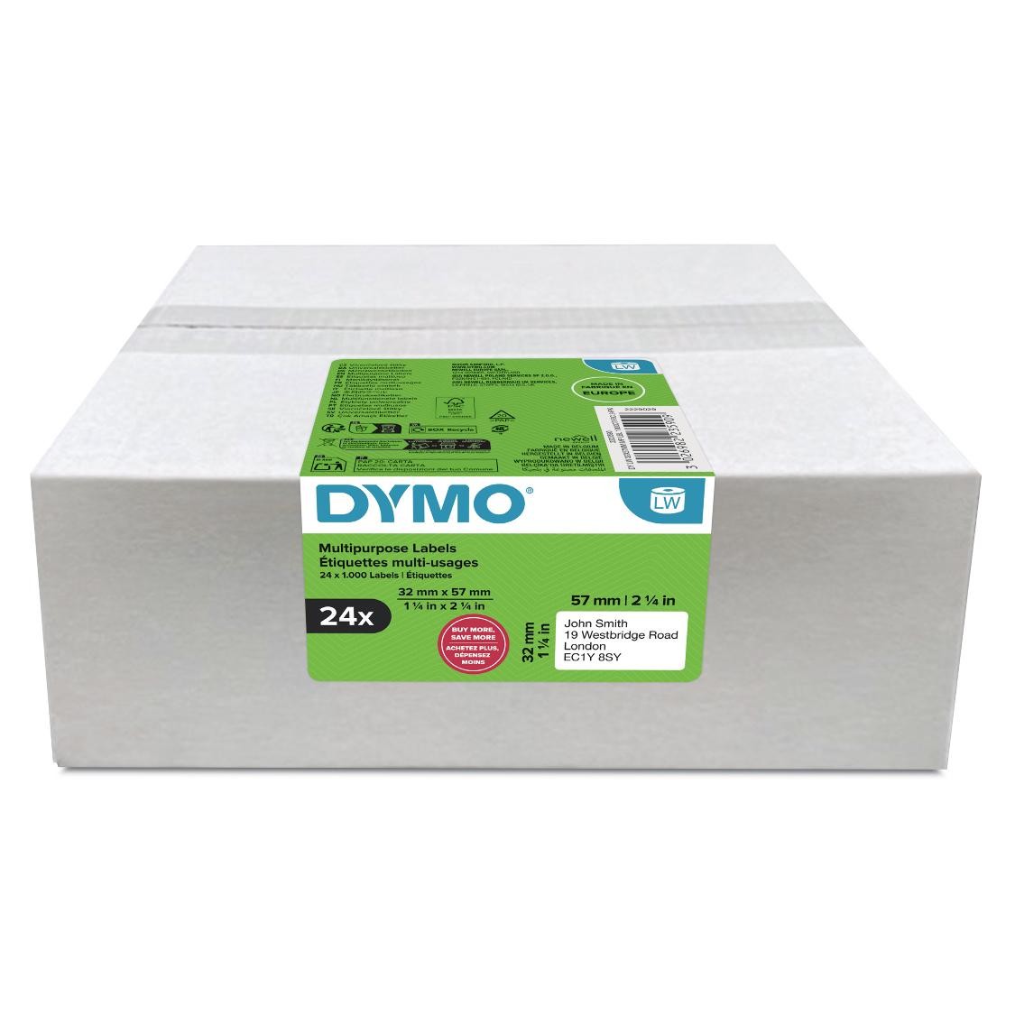 LABEL DYMO LABELWRITER MULTI PURPOSE 32X57MM BULK CTN24