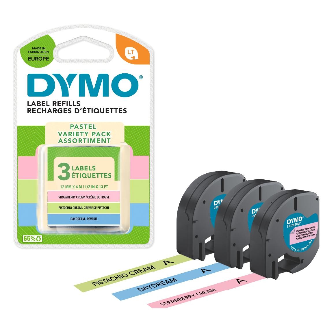 SP- LABEL TAPE DYMO LETRA-TAG STARTER KIT PASTEL 12MMX4M PK3