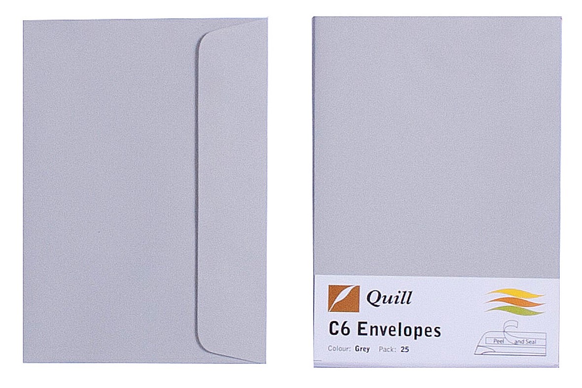 ENVELOPE QUILL C6 80GSM GREY PK25