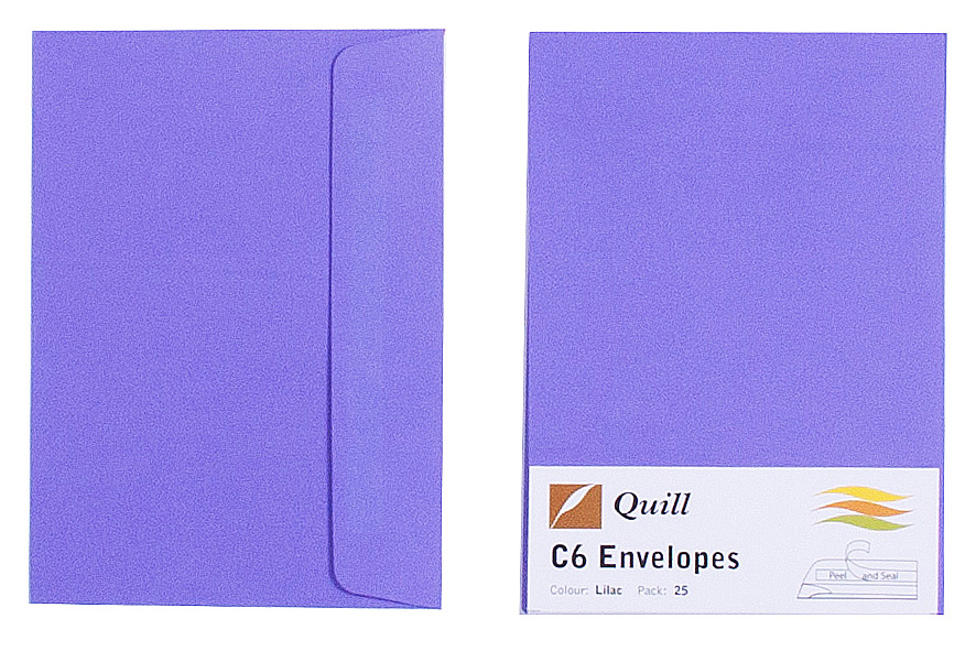 ENVELOPE QUILL C6 80GSM LILAC PK25