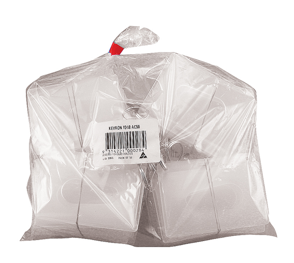 TAGS KEVRON CARD HOLDER W/RING ID18 PK50