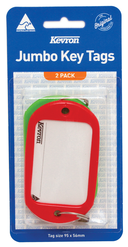 KEY TAG KEVRON JUMBO 2 PACK ASSORTED