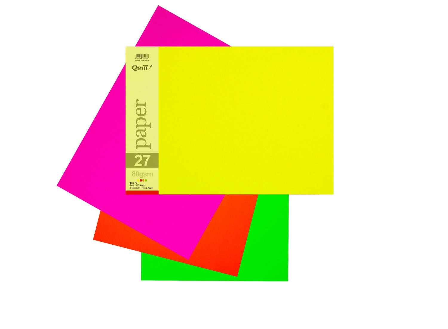 SP- PAPER QUILL A3 80GSM FLUORO ASSORTED PK150