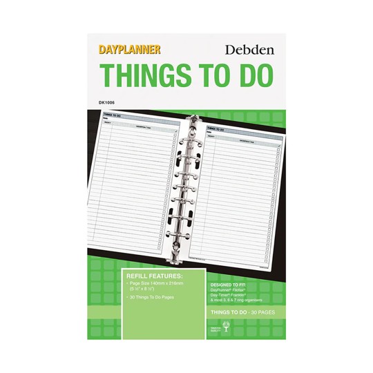 SP- DAYPLANNER REFILL DEBDEN THINGS TO DO DK1006
