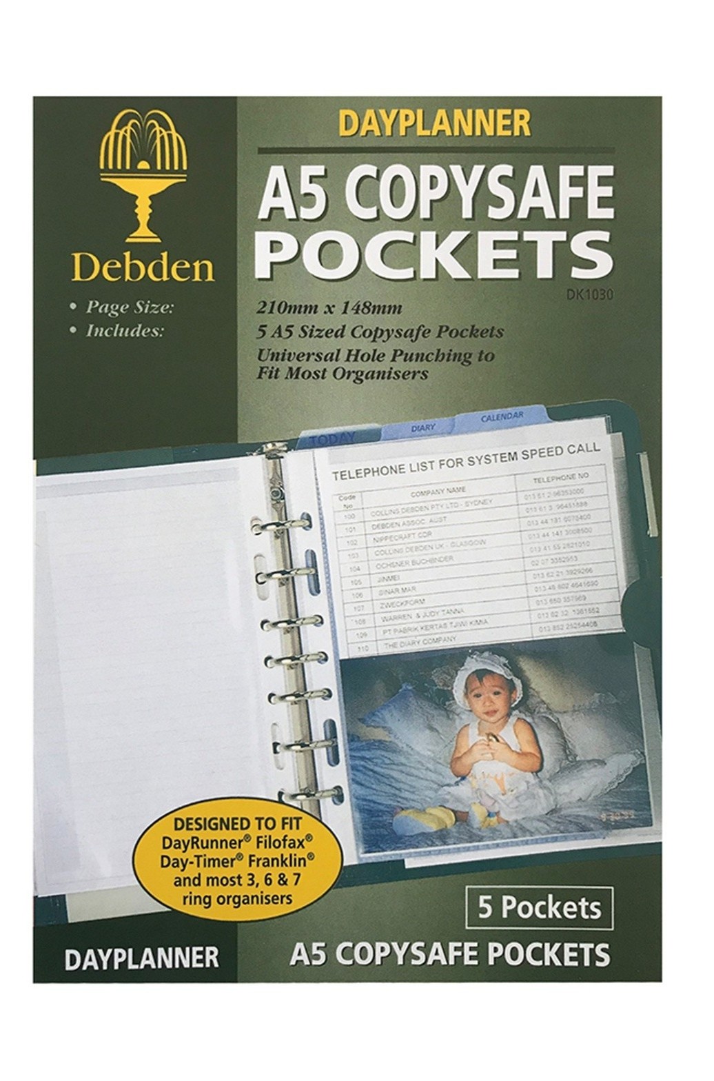 SP- DAYPLANNER REFILL DEBDEN DESK EDITION A5 COPY SAFE POCKETS DK1030