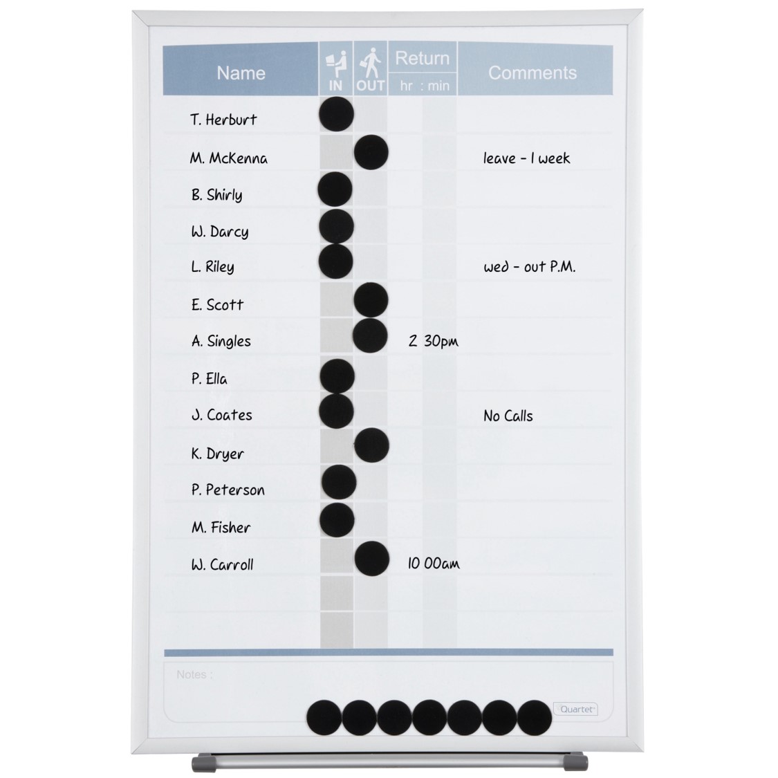 SP- PLANNER BOARD QUARTET 410X280MM MATRIX IN/OUT