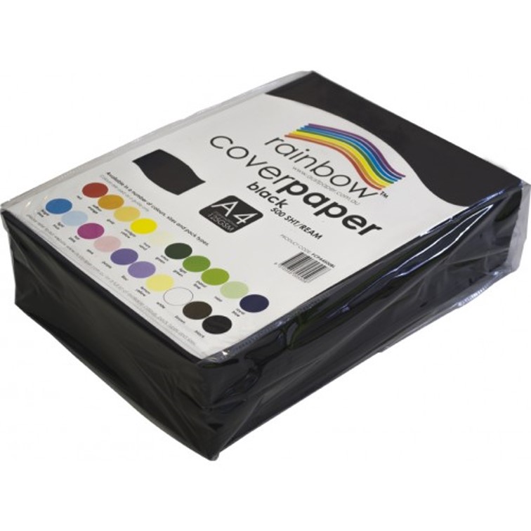 COVER PAPER RAINBOW A4 125GSM BLACK REAM