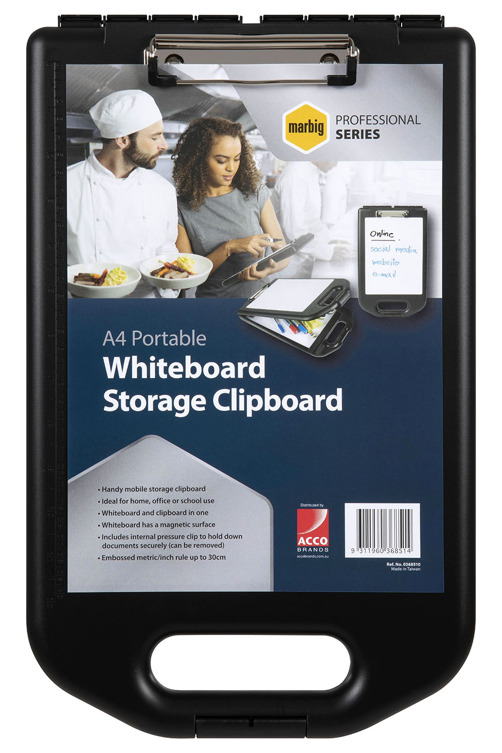 SP- STORAGE CLIPBOARD MARGIG 257X50X12MM WITH WHITEBOARD