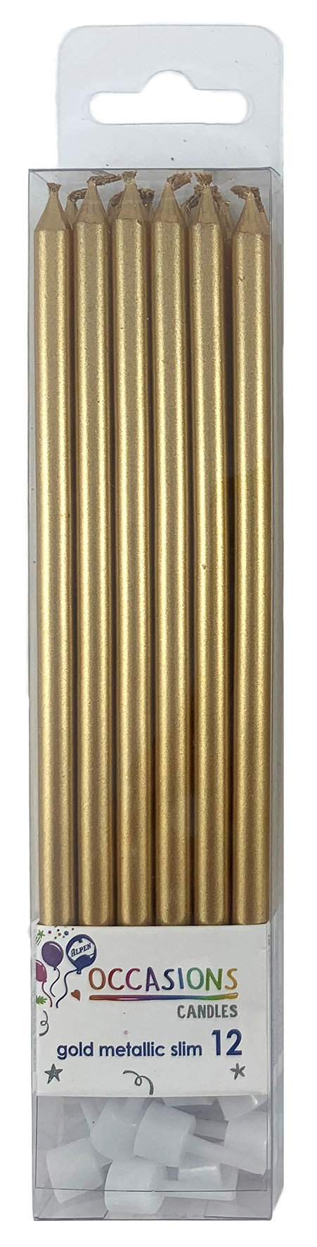 CANDLE ALPEN SLIM 120MM GOLD PK12