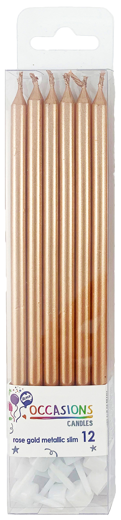 CANDLE ALPEN SLIM 120MM ROSE GOLD PK12
