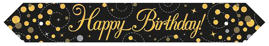 BANNER ALPEN 2.7M HAPPY BIRTHDAY SPARKLING FIZZ BLACK AND GOLD