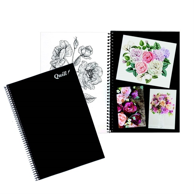 VISUAL ART DIARY QUILL A4 BLACK AND WHITE PAGES 60 PAGES EACH