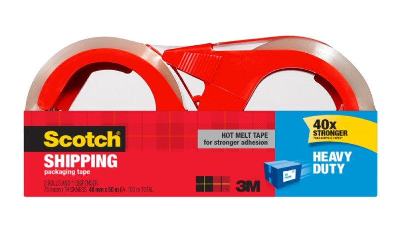 TAPE PACKAGING SCOTCH 48MMX50M 3850-2-AU HVY DTY SHIPPING 2 ROLLS & DISP
