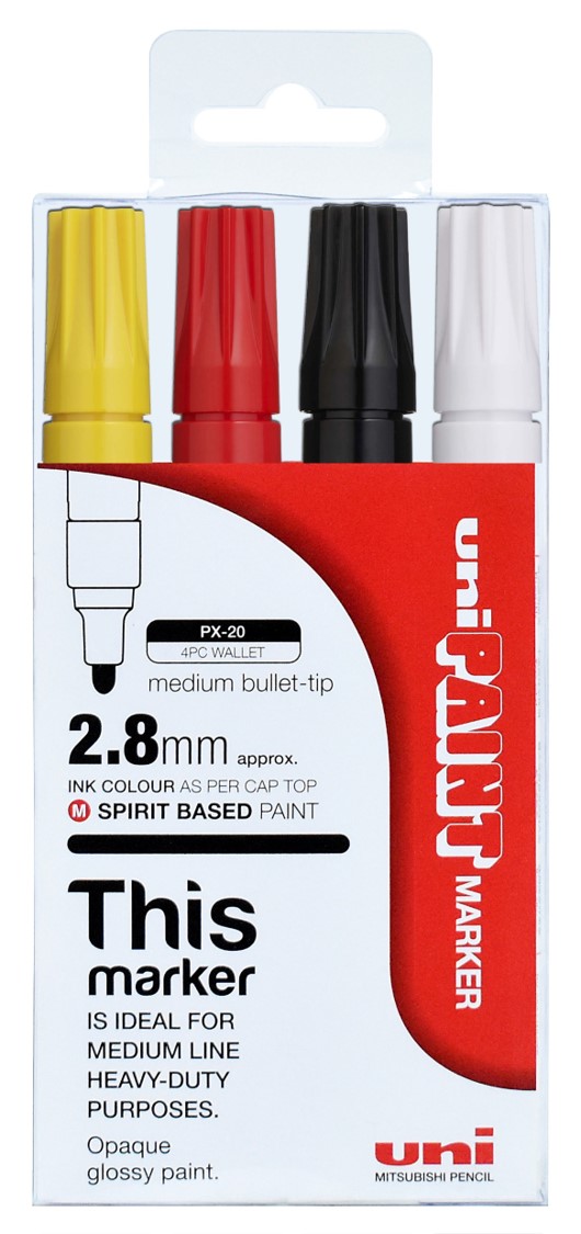 MARKER PAINT UNI PX204 MEDIUM TIP ASST PK4