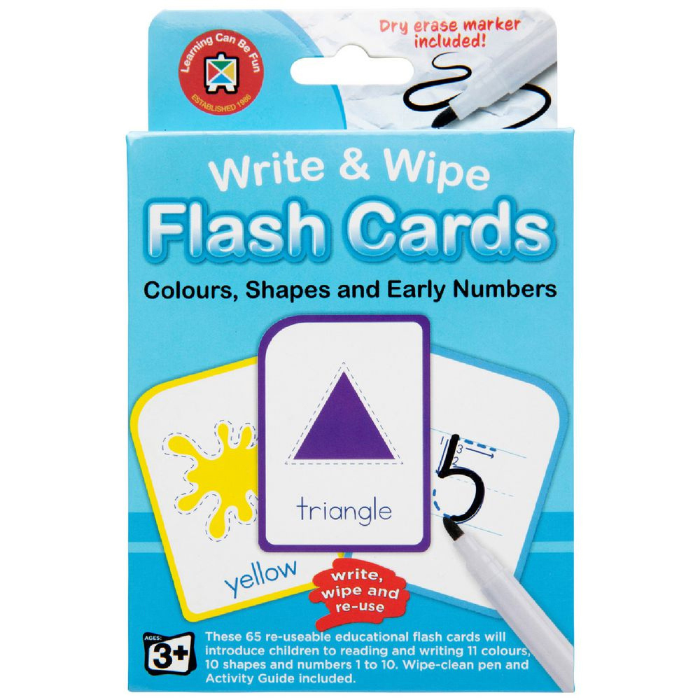 FLASH CARDS WRITE & WIPE COLOURS SHAPES & EARLY NUMBERS