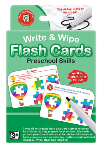 FLASH CARDS WRITE & WIPE PRESCHOOL SKILLS 3-4 YEARS OLD