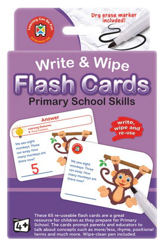 FLASH CARDS WRITE & WIPE PRIMARY SCHOOL SKILLS LEVEL 1 - 5-6 YRS OLD