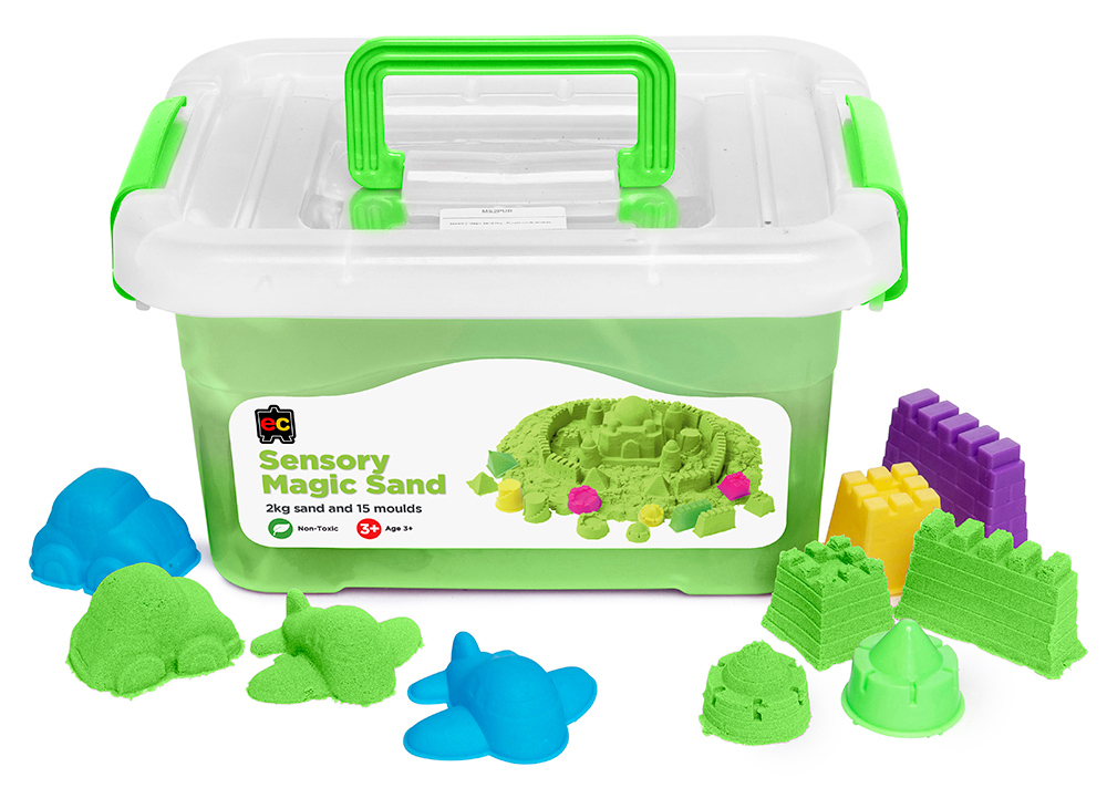 SENSORY SAND EC 2KG MAGIC GREEN WITH 18 MOULDS