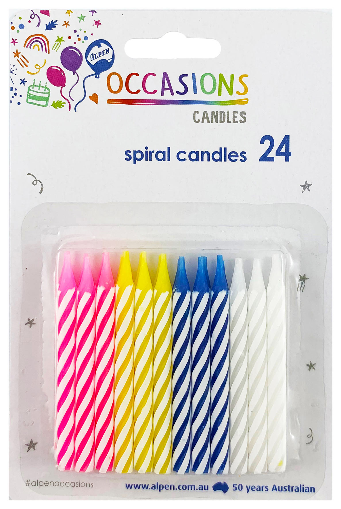 CANDLES ALPEN BIRTHDAY (NO HOLDERS) PK24