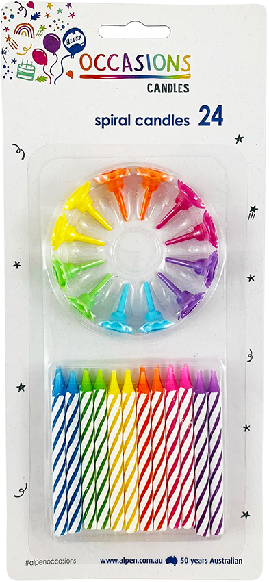 CANDLES ALPEN B/DAY W/HOLDER 24'S