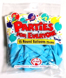 BALLOONS ALPEN 25CM LIGHT BLUE 15'S