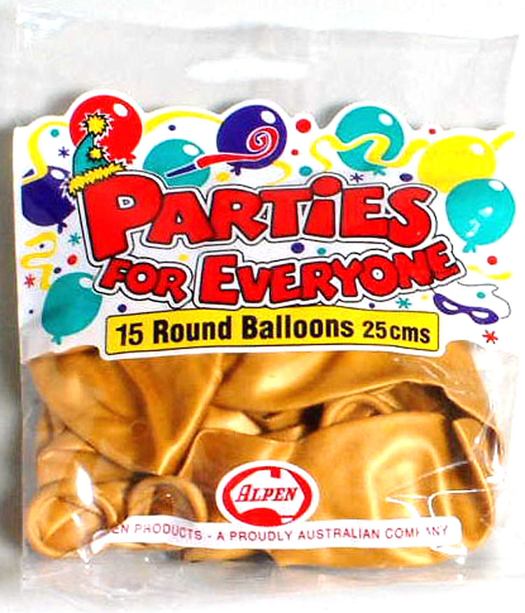 BALLOONS ALPEN 25CM GOLD 15'S