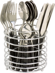 CUTLERY SET S/STEEL WITH CHROME WIRE CADDY 24'S