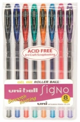 PEN UNI SIGNO UM120 GEL RB 0.8MM ASST PK8