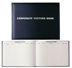 VISITORS BOOK DEBDEN 300X200 CORPORATE 192P BLACK