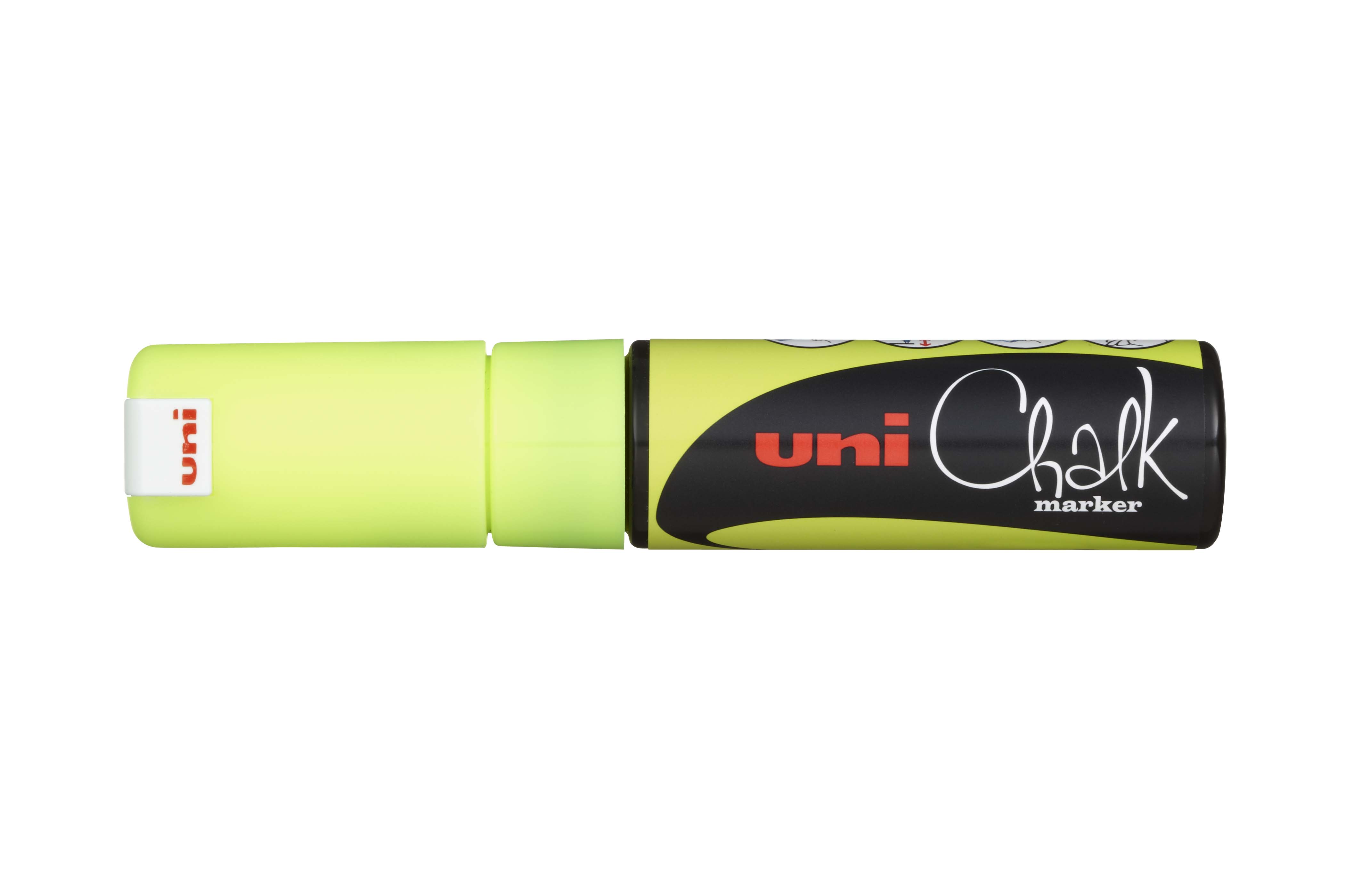 MARKER CHALK UNI PWE8K BOLD CHISEL TIP FLUORO YELLOW
