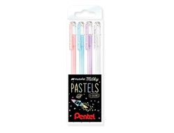 SP- GEL PEN PENTEL 0.8MM K1084 AST2 HYBRID MILKY PINK/BLUE/PURP/WHT WLT4