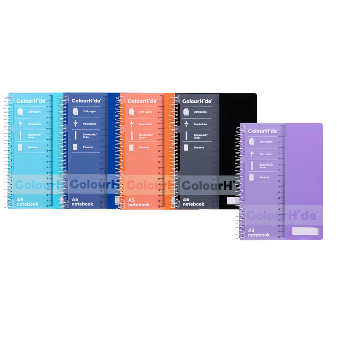 NOTEBOOK COLOURHIDE A5 ASSORTED 200PG