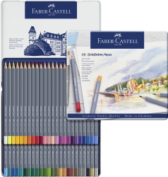 SP- PENCIL COLOURED FABER-CASTELL GOLDFABER AQUA WATERCOLOUR TIN OF 48