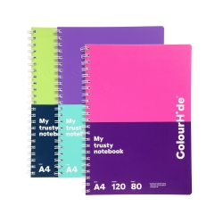 SP- NOTEBOOK MARBIG A4 COLOURHIDE SPIRAL 120PG ASS COLOURS PK3