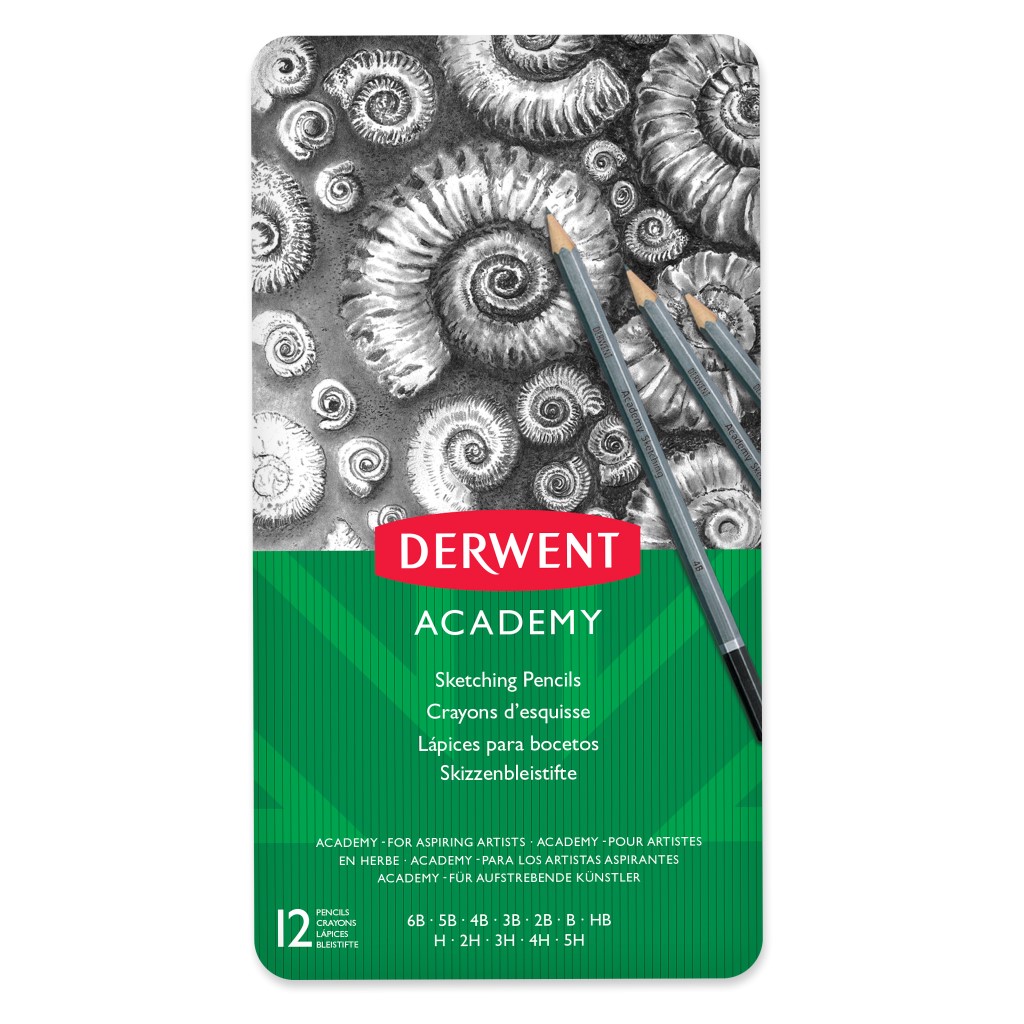 SP- PENCILS DERWENT ACADEMY SKETCHING TIN PK12