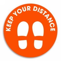 SIGN DURUS 250MM DIA SCHOOL OUTDOOR FLOOR ADHS SOCIAL DISTANCE ORANGE