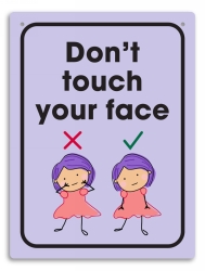SIGN DURUS 225X300MM SCHOOL WALL DON'T TOUCH YOUR FACE PURPLE