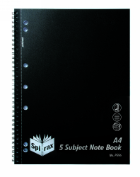 NOTEBOOK SPIRAX P596 PP 5 SUBJECT S/O 250PG BLACK