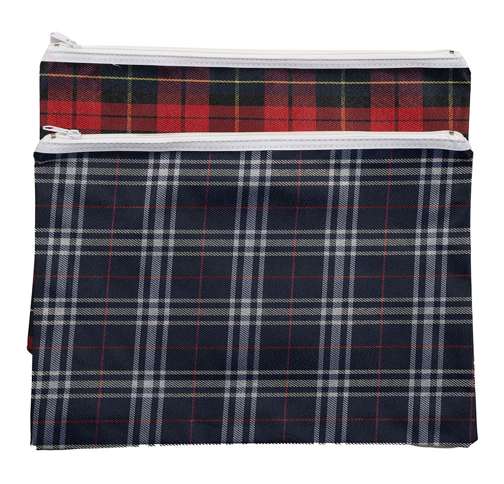 PENCIL CASE GNS 36X25.5CM TARTAN ASSORTED