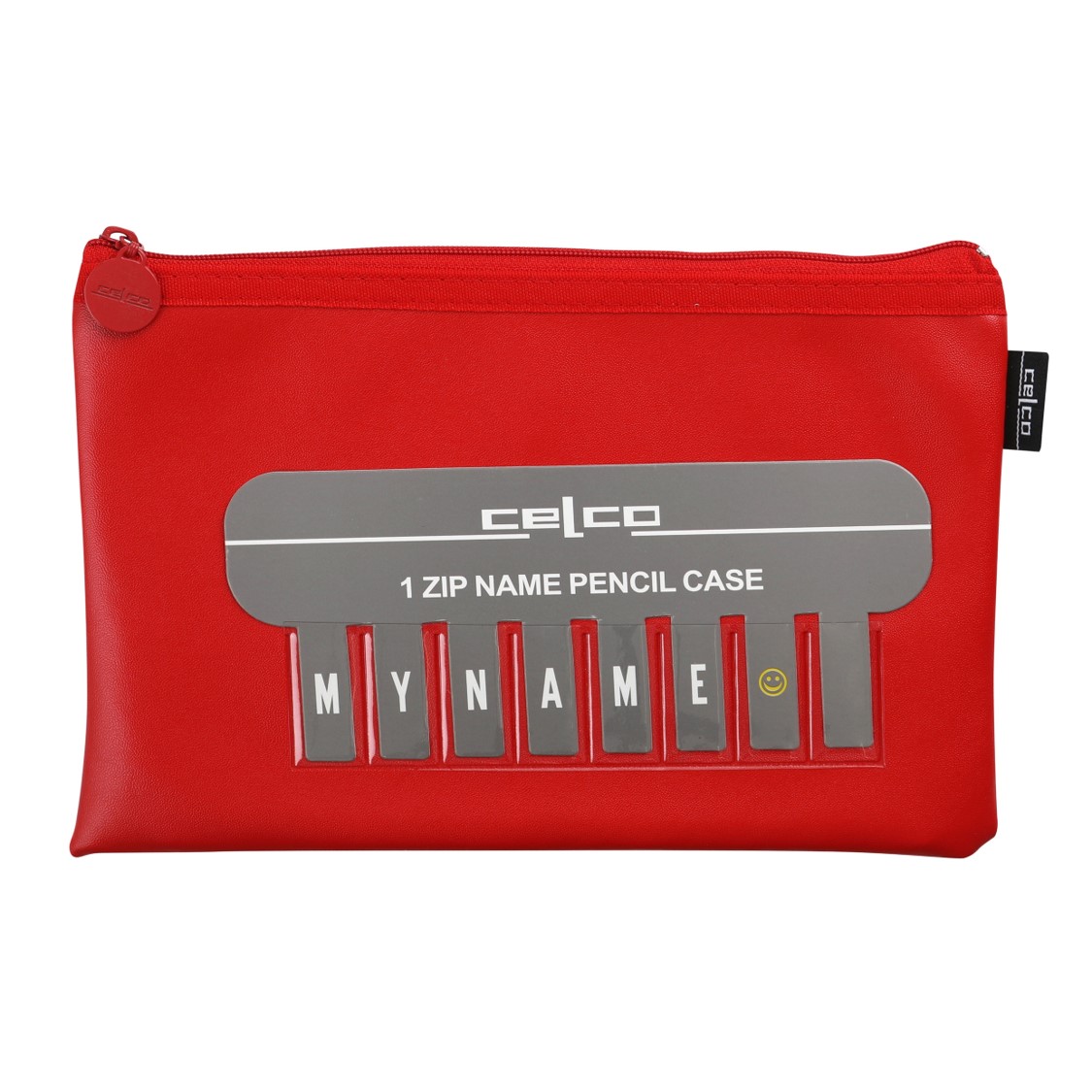 PENCIL CASE CELCO 225X143MM NAME SMALL 1 ZIP RED