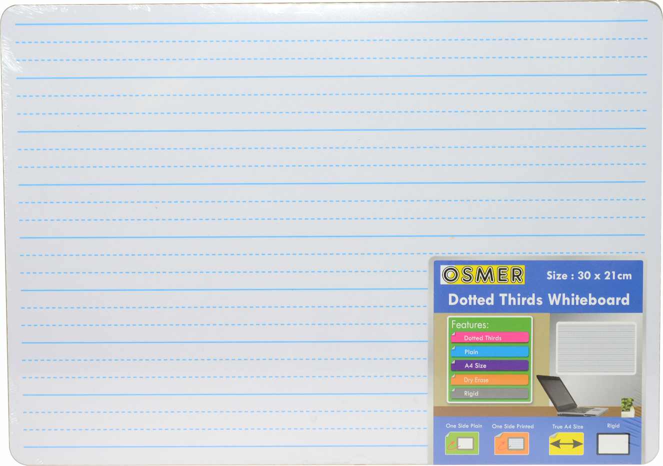 WHITEBOARD OSMER A4 MDF ONE SIDE PLAIN - ONE SIDE DOTTED 1/3