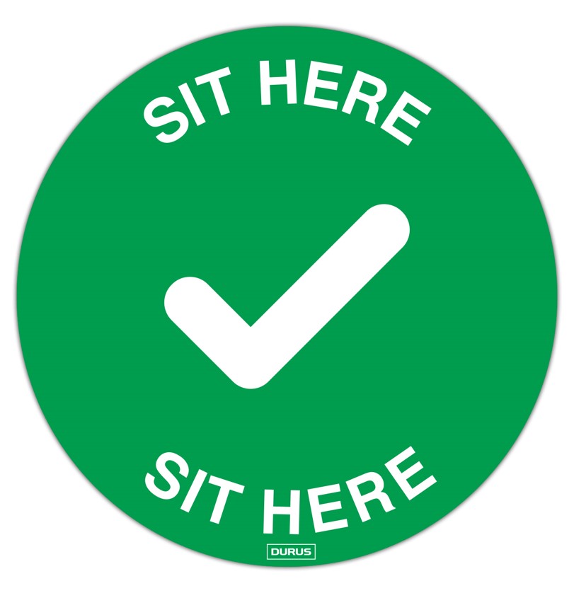 ADHESIVE DURUS 200MM DIAMETER SIT HERE GREEN AND WHITE