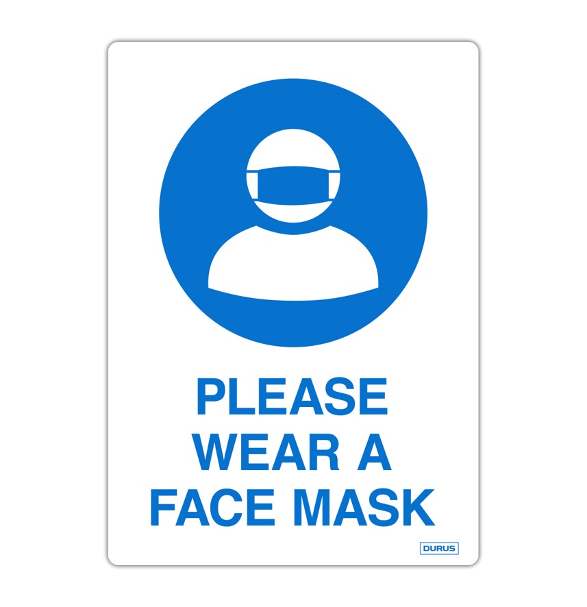SELF ADHESIVE DURUS 105MMX148MM DECAL WEAR FACE MASK BLUE&WHITE PK2
