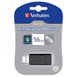 USB DRIVE VERBATIM STORE'N'GO PINSTRIPE 16GB BLACK