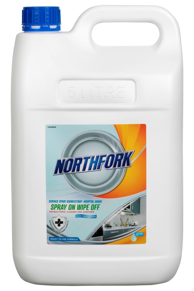 SPRAY ON WIPE OFF SURFACE CLEANER NORTHFORK HOSPITAL GRADE 5LTR