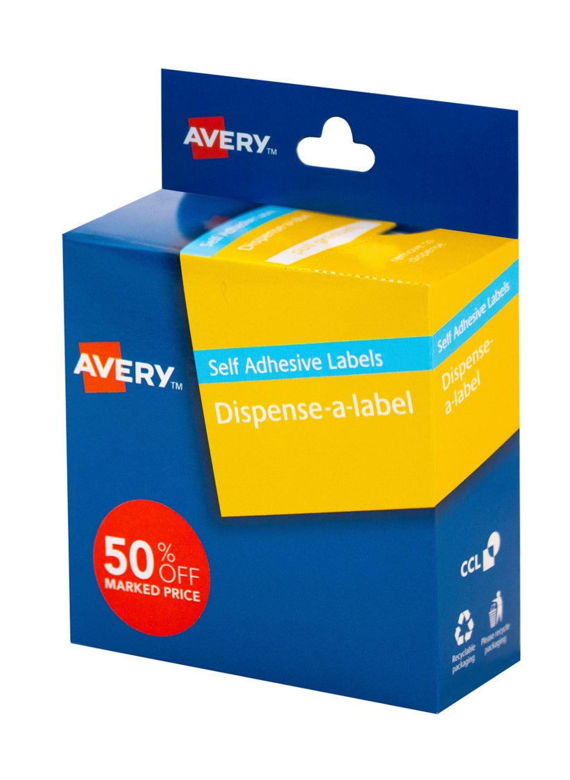 SP- LABEL AVERY 24MM DISPENSER 50% OFF RED PK300