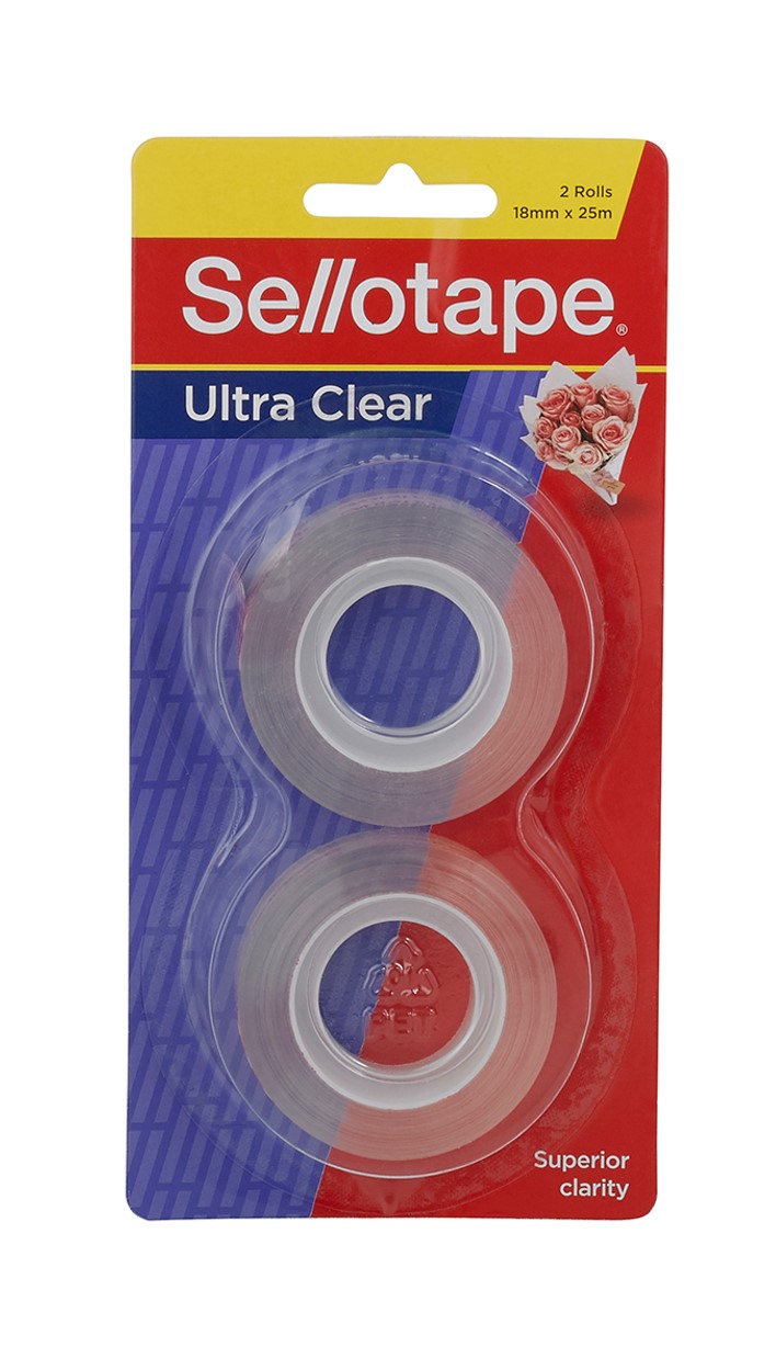 ULTRA CLEAR TAPE SELLOTAPE 18MMX25M PK2