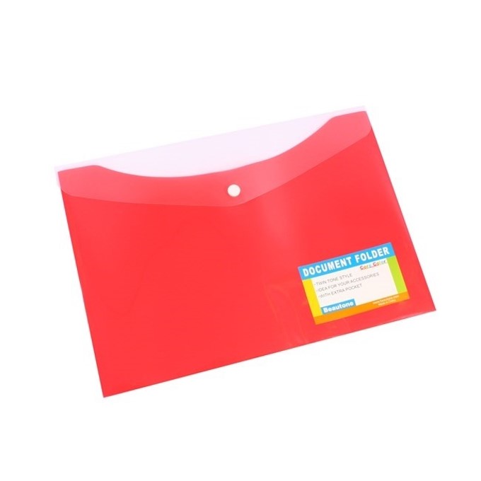 DOCUMENT WALLET BANTEX A4 PP W/BUTTON MELON