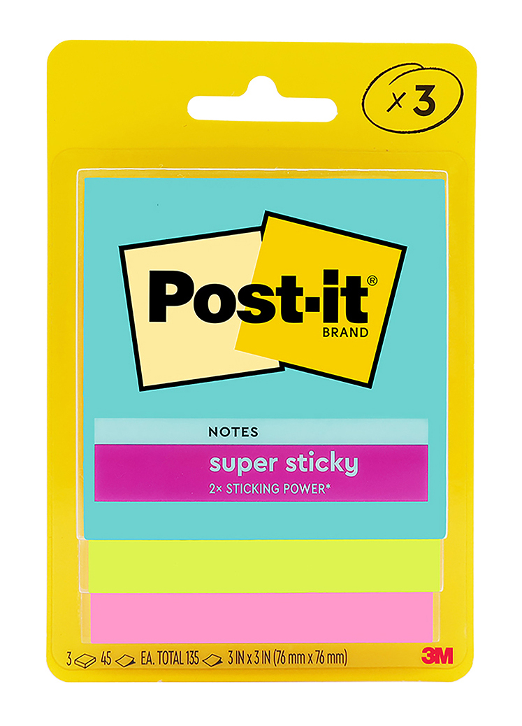 NOTES POST-IT SUPER STICKY 76X76MM 3321-SSMIA MIAMI PK3